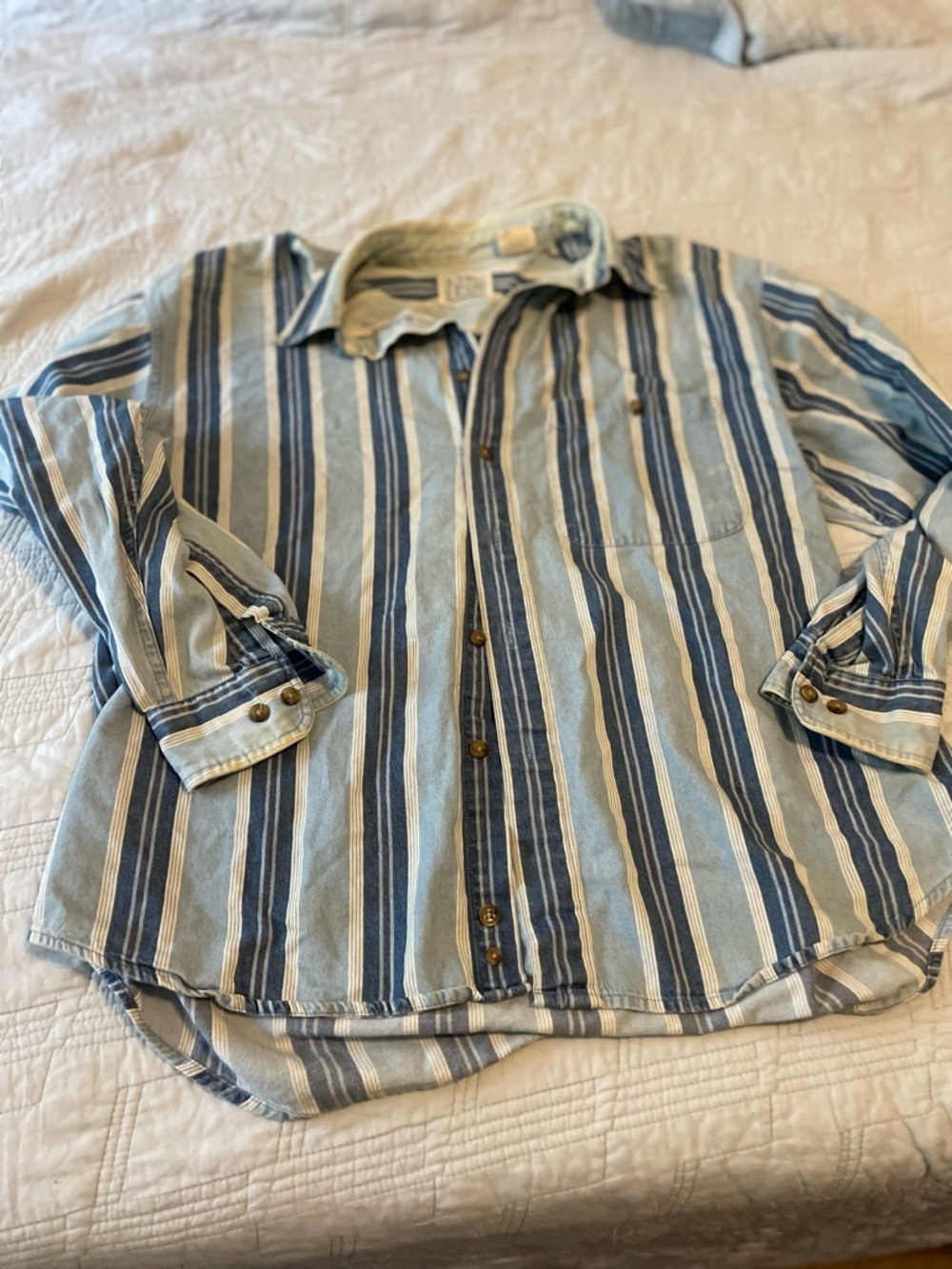 Vintage denim Blue Stripe Button-Down Shirt